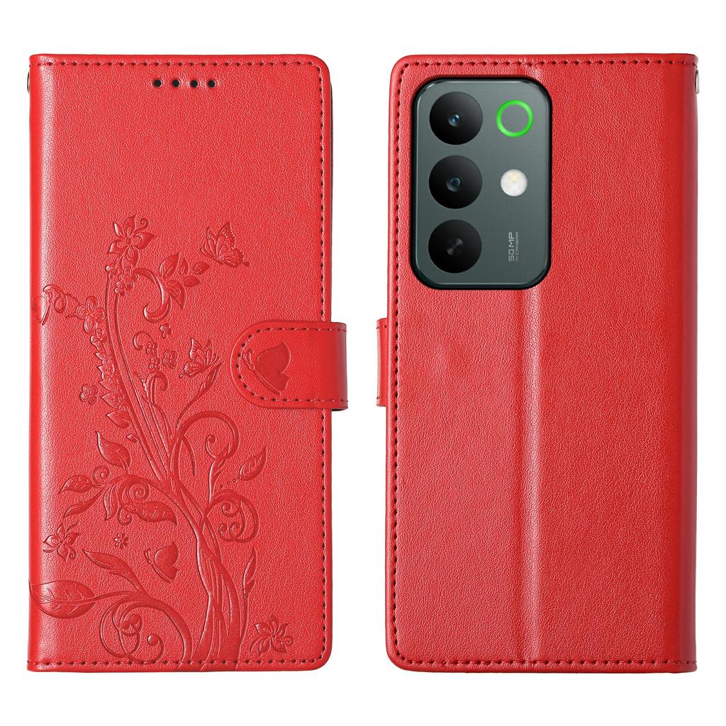 For Realme C85 Pro 4G Wallet Case Butterfly Floral Imprint PU Leather Phone Cover with Wrist Strap