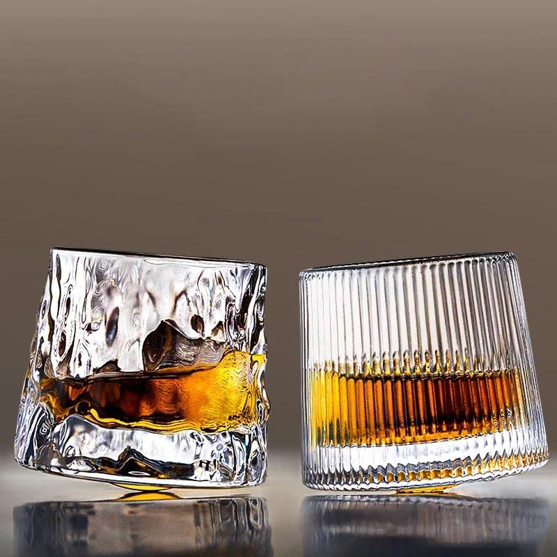 Bicchieri da Whiskey da 160ML Bicchiere da Whisky Rotante 360 Gradi Rotazione Bicchiere da Rum in Cristallo per Festa Cocktail Bicchiere da Bevuta