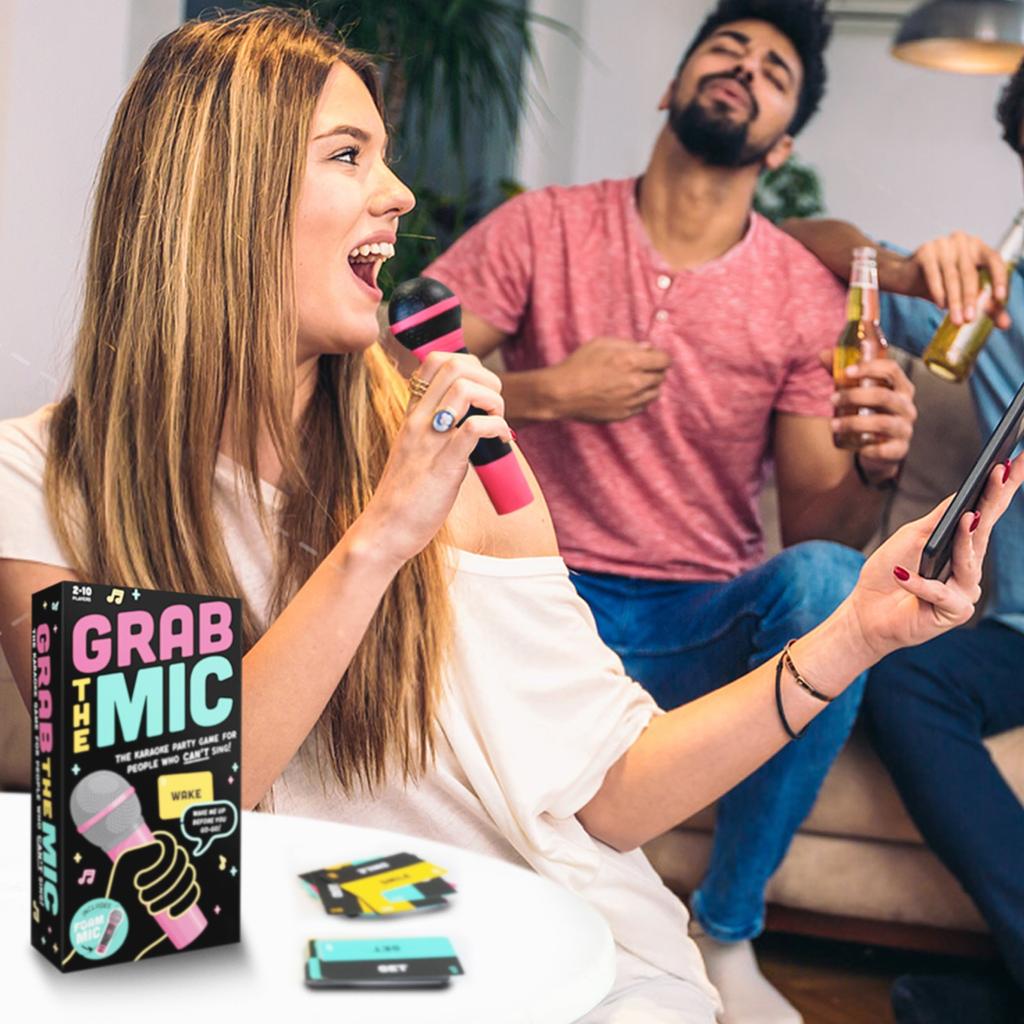 Exciting The Mic-8+ Year Olds, 2-10 Players - Board Game For Bad Singers - 250 Lyric Cards For Fun Hilarious Games Night, Birthday Party, Kids Gift