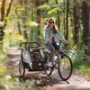 Carrellino per Bici da Bambino, Passeggino, con Freni, Pieghevole, per 2 Bambini, Grigio/Nero