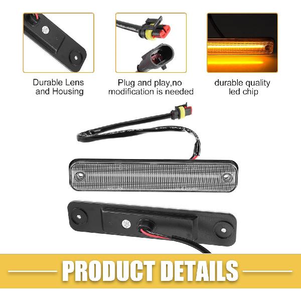 LED Side Marker Light 25952319 15114677 Front Rear Turn Signal Lights Fender Sidemarker Lamps for Hummer H2 2003-2009 Clear Lens Amber Red Light 2