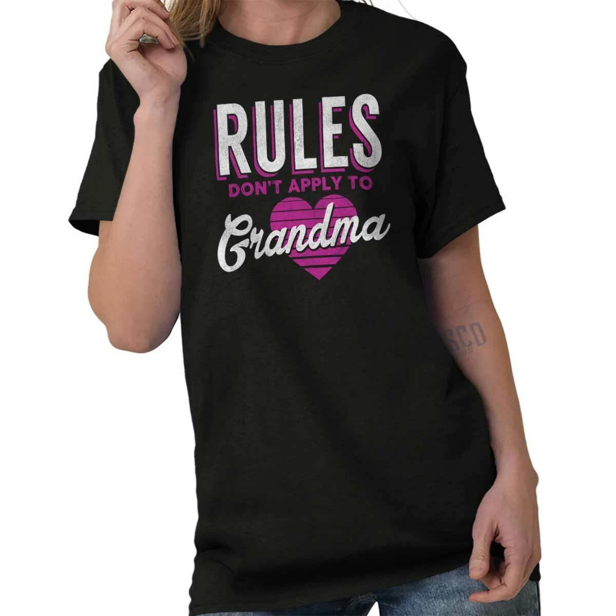 Funny Rules Don t Apply to Grandma Humor Womens Graphic Crewneck T Shirt Tee XXL
