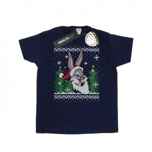 Looney Tunes Mens Bugs Bunny Christmas Fair Isle T-Shirt