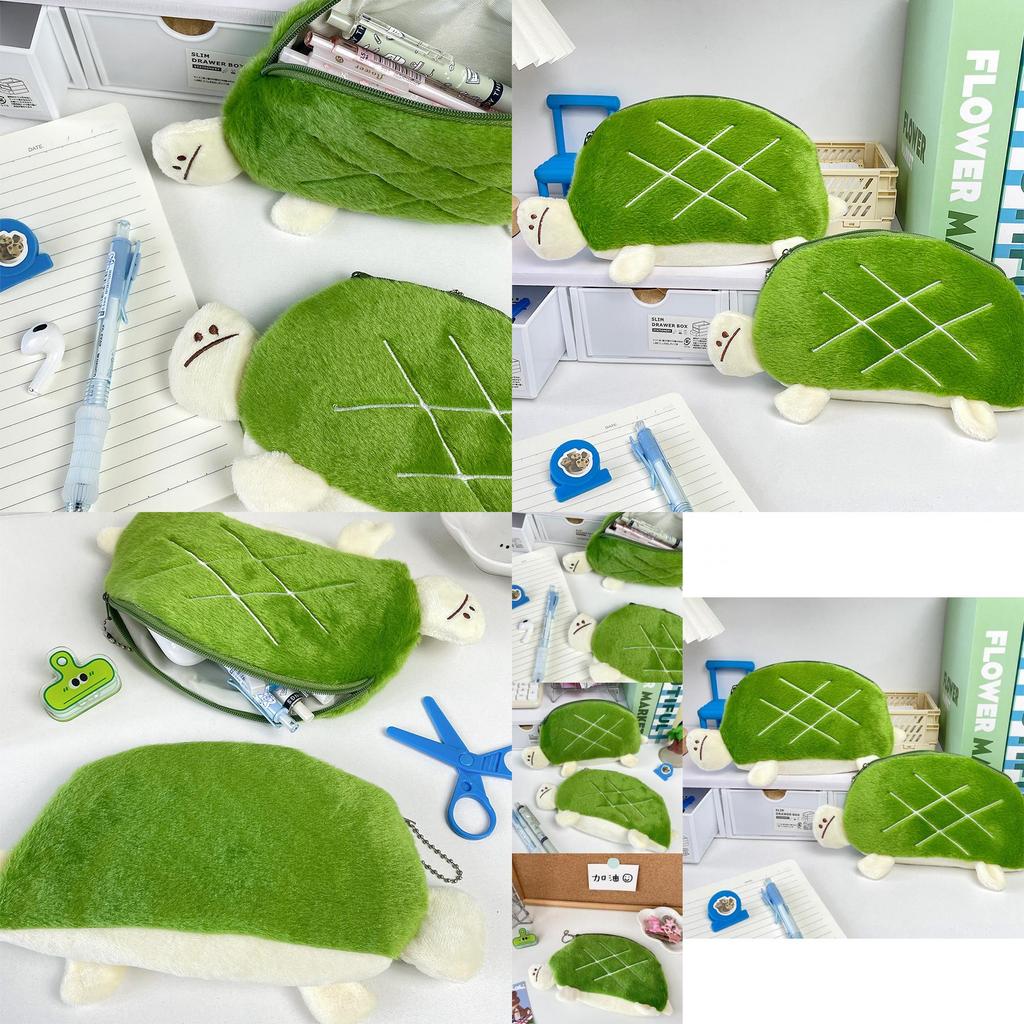 Adorable Estuche de Lápices de Tortuga de Peluche Lindo Bolso de Papelería de Animales Para Niños Almacenamiento