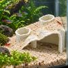 Safe Fish Hiding Spot Aquarium Corner Hideout, under Gravel Betta Cave Tunnel, Tank Stone-Look Hideout Viewing Tunnel for Shrimp Freshwater Ornament