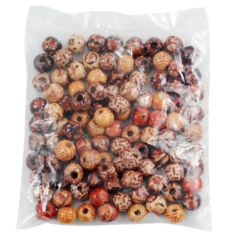 

400pcs Vintage Natural Big Hole Wooden Beads for Necklace Bracelet Charms for Diy Jewelry Making Hair Accessories 100pcs