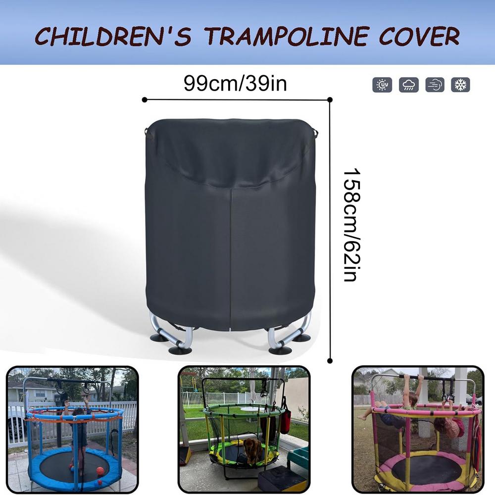 

Round Trampoline Cover with Drawstring Buckle Waterproof Sun Shade Outdoor Jumping Bed Cover for Kids Fence Protection Rain UV