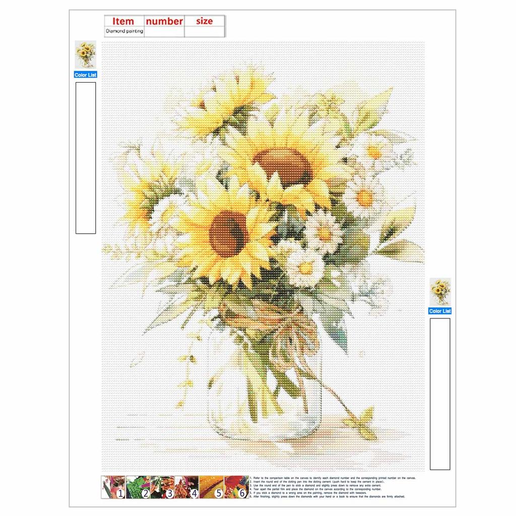 Sunflower Full Round Drill Diamond Painting Kit DIY Sparkle Art Canvas for Adults Relaxing Craft and Home Decoration Gift Idea Set