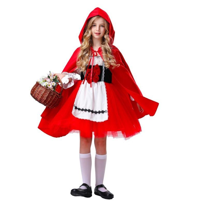 Source Children's Halloween Little Red Riding Hood Costume Fairy Tales Drama Stage Performance Dress