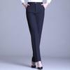 Women's Black High-Waisted Straight-Leg Professional Suit Pants