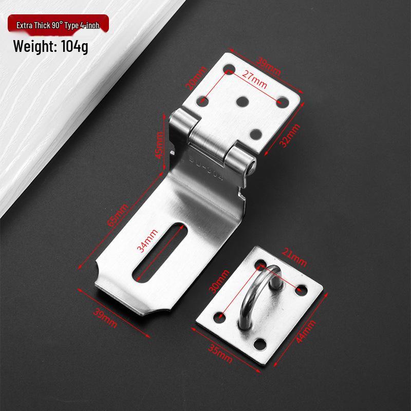304 Stainless Steel Anti-theft Lock Plate for Cabinets and Drawers, Thickened 2.0, Old-fashioned Style Door Hasp and Staple Padlock.