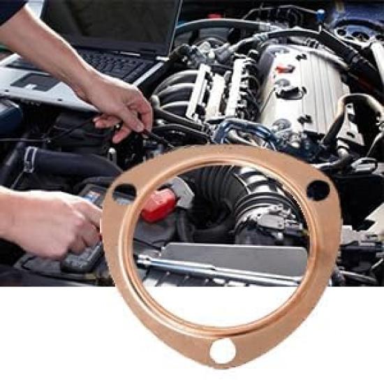2 PCS 3 Inch Copper Header Exhaust Collector Gaskets, Exhaust Gaskets, Durable, Reusable for SBC BBC 302 350 454 383 Exhaust Gaskets (3 Bolt Pattern)