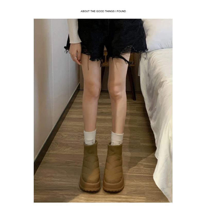 Snøstøvler Retro Allsidige Tykksålede Fritidssko i Bomull