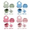 Baby suit spoon Fork sucker baby grid plate Cup food supplement bowl drop-resistant silicone children's feeding tableware