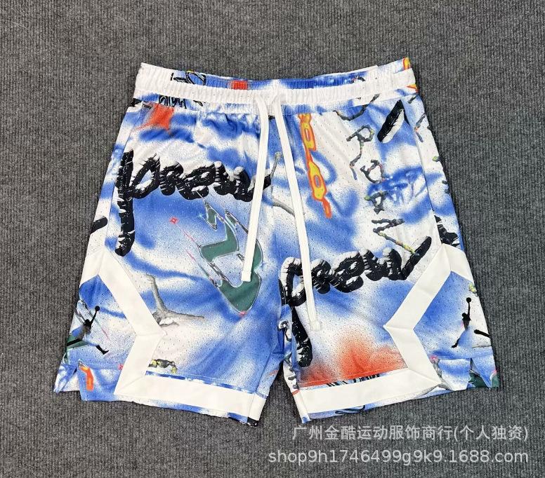 New 2026 summer loose and quick-drying men's AJ basketball shorts printed trendy sports casual pants source wholesale