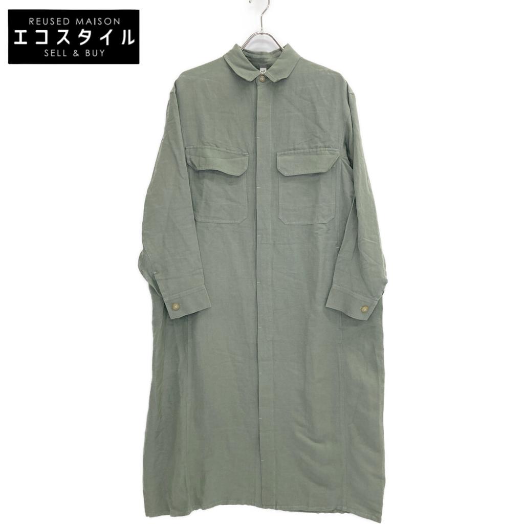 TRADITIONAL WEATHERWEAR Green X IENA Special Order WAIST BELT LONG SHIRT Linen Rayon Belted Long Shirt Dress Dress S khakiUsed