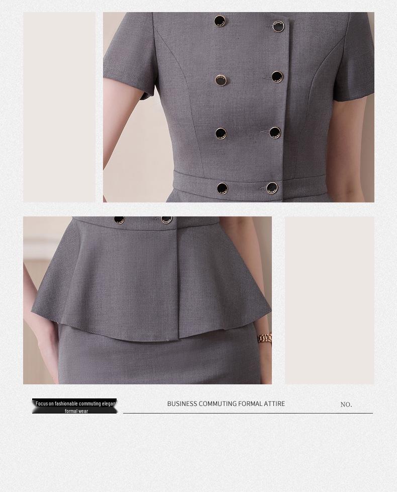 Gray Women's High-End Professional Short-Sleeve Two-Piece Summer Workwear