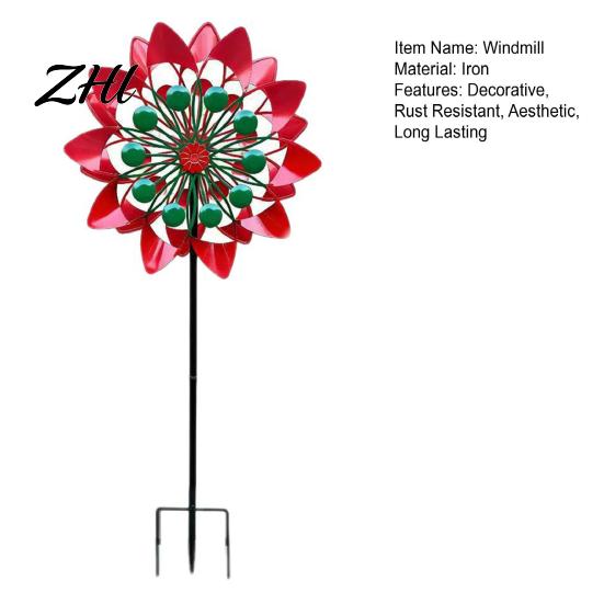 Colorful Windmills for Windowsill Flower Wind Spinner, 29.5" Metal Spinner with Stake, Outdoor Rust Creative Housewarming Gifts Friends Resistant