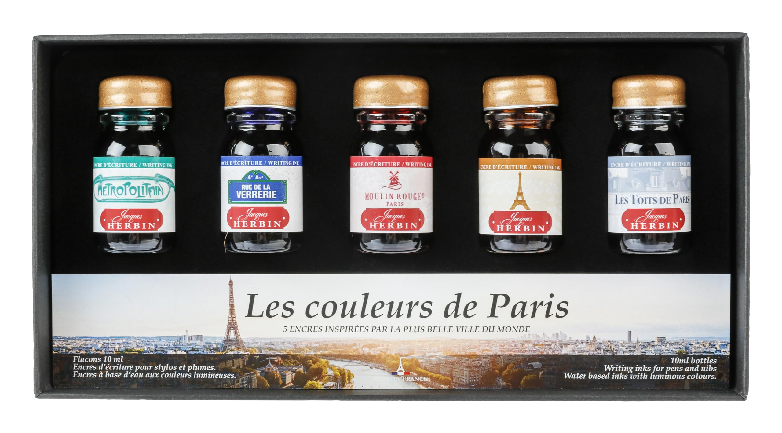 

Herbin Paris Colors Ink Coffret of 10ml for Fountain Glass and Dip Pens (Set 5, each) Pens, Pens, (HERBIN hb27700)