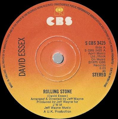 7inch Record DAVID ESSEX - Rolling Stone SCBS3425 CBS 1975 UK Rock Used