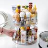 360° Rotating Spice Organizer 2 Tier Transparent Lazy Susan for Kitchen Counter Makeup Shelf Space Saving Turntable