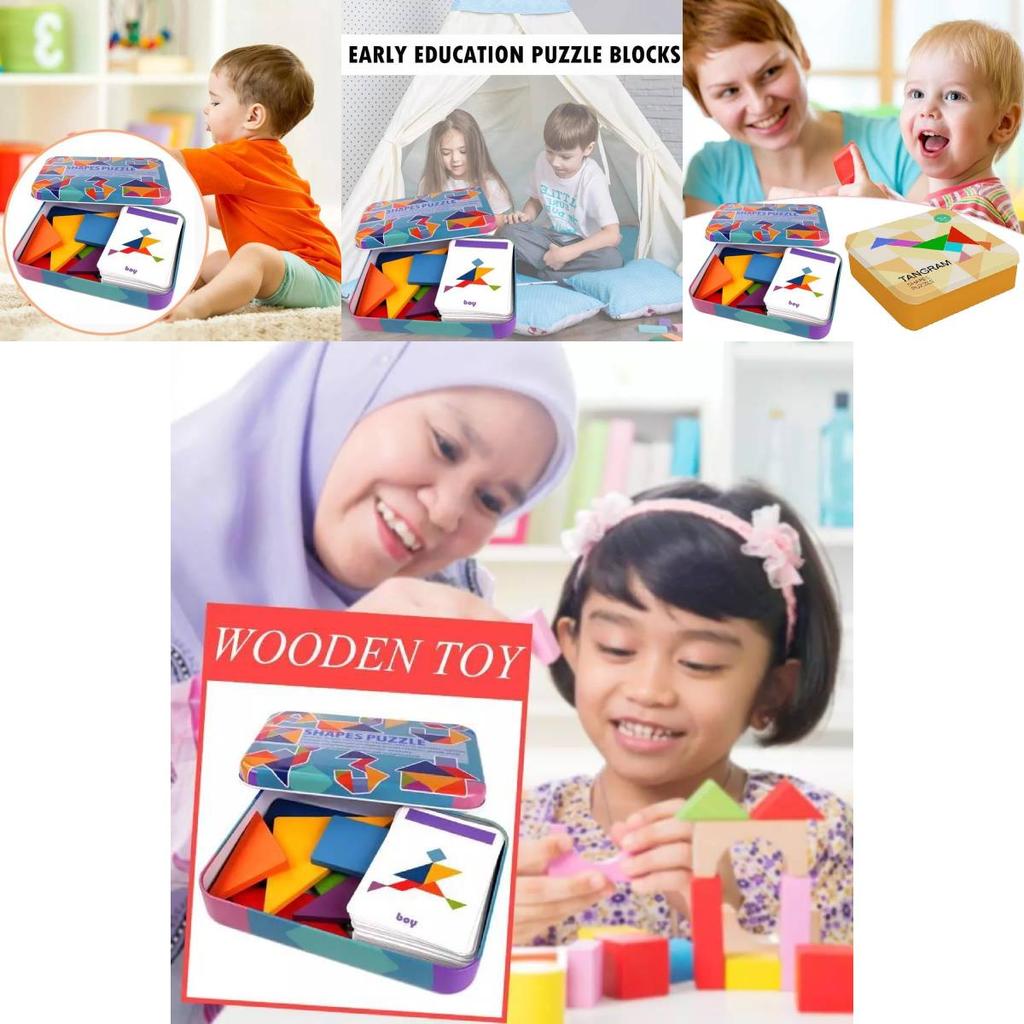 Langlebiges magnetisches Holz-Tangram-Puzzle für Kinder, Lernspielzeug für Kindergarten und Grundschule