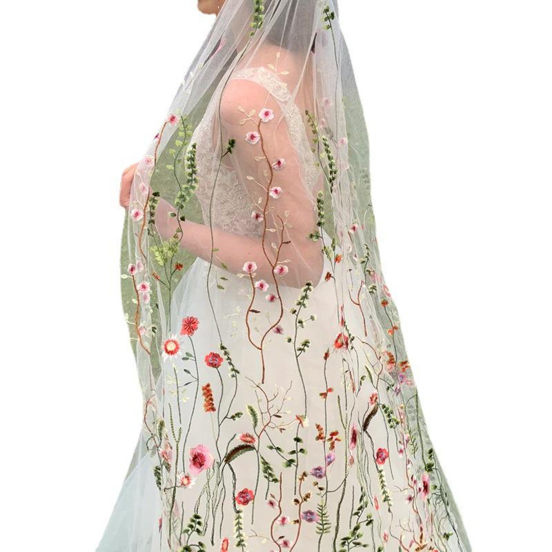 Bohemian Style Colorful Embroidered Veil