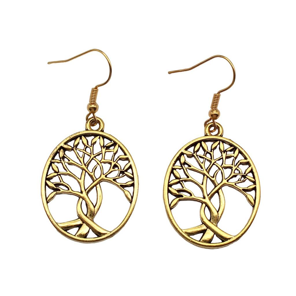 Tree Of Life Dangle Earrings Openwork Nature Boho Style Drop Jewelry For Female