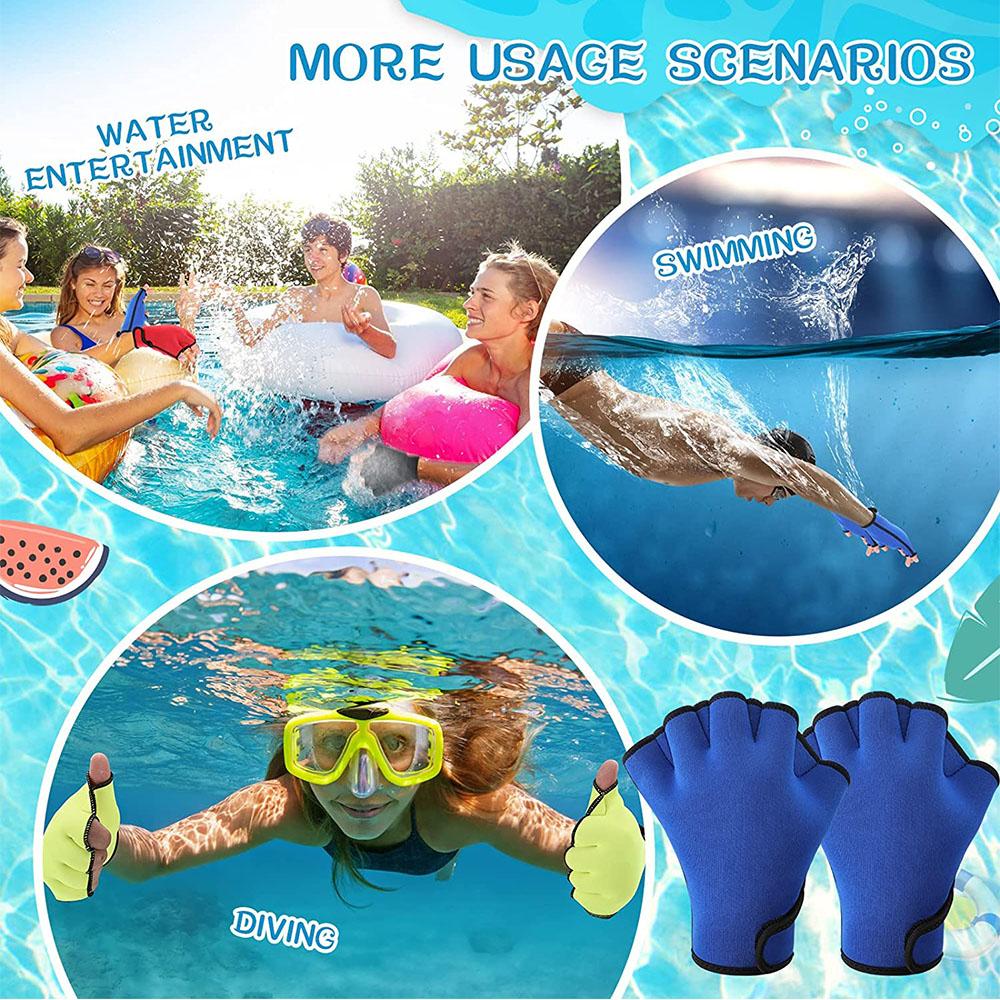 2 Pairs of Swimming Gloves Aquatic Swim Training Gloves For Diving Aerobics