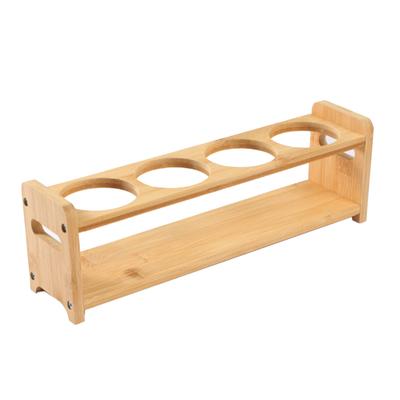Supporto Porta Condimenti Legno di Bambù 4 Fori Multifunzionale Antiscivolo Salvaspazio Porta Bottiglie Olio
