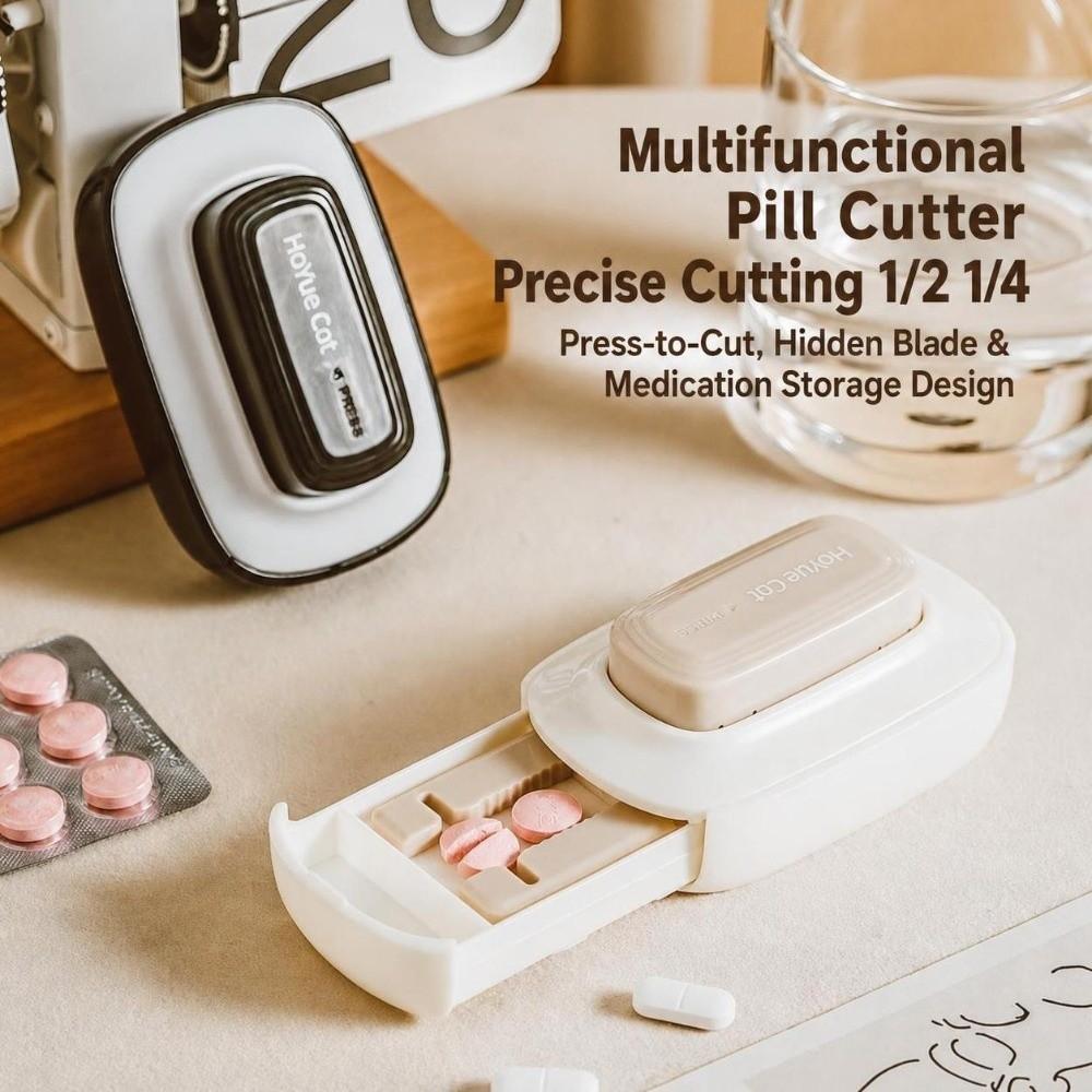 2/4 Parts Pill Cutter Pill Divider Storage Box Crusher Divider  for Small or Large Pills