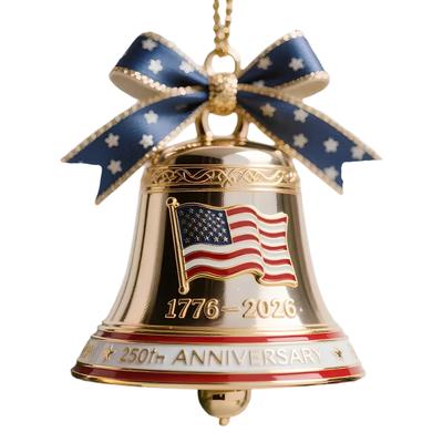 USA 250th Anniversary Bell Ornament Handmade Patriotic Commemorative Doorbell for Patriotic Holidays Christmas Tree