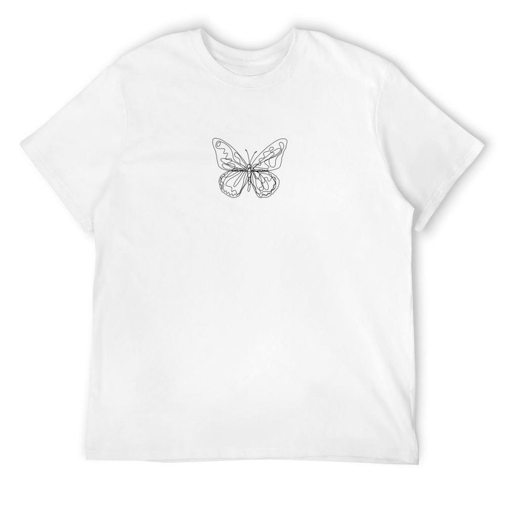Scribble Butterfly Line Drawing Artwork by Julia Healy T-Shirt korean fashion man clothes t shirts for men pack