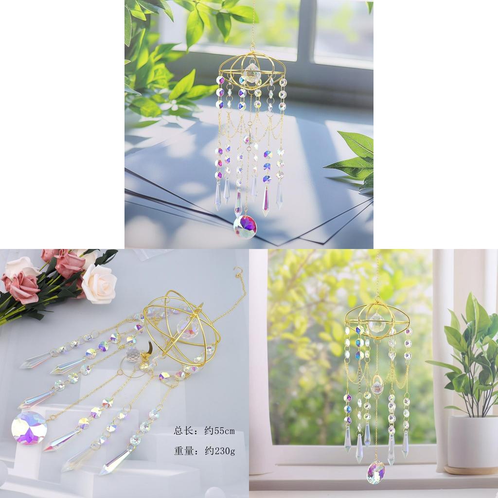 Natural Marbler Moon Crystal Wind Chime With Handcrafted Style For Home Decor