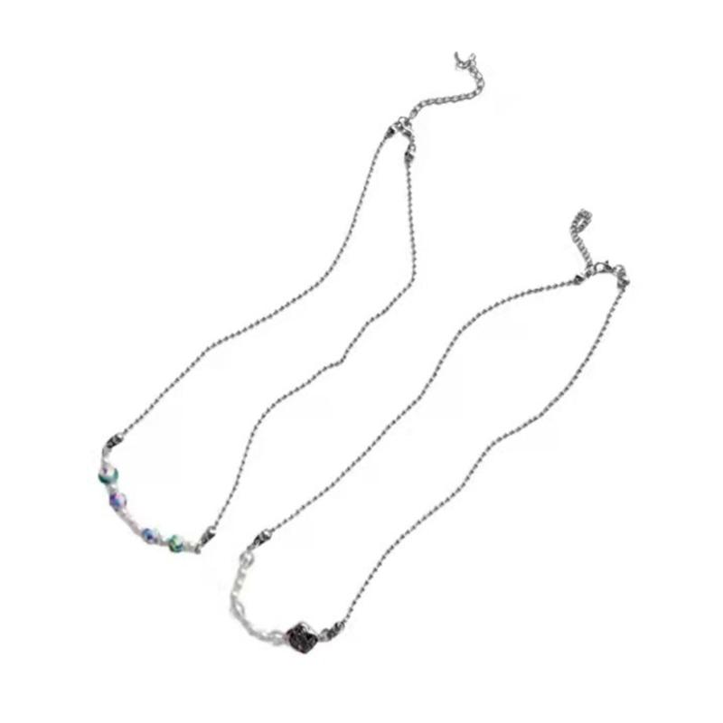 Bohemian Beaded Irregular Pendant Necklace Colored Round Bead High-Grade Crystal Necklace Summer Resin Necklace Jewelry