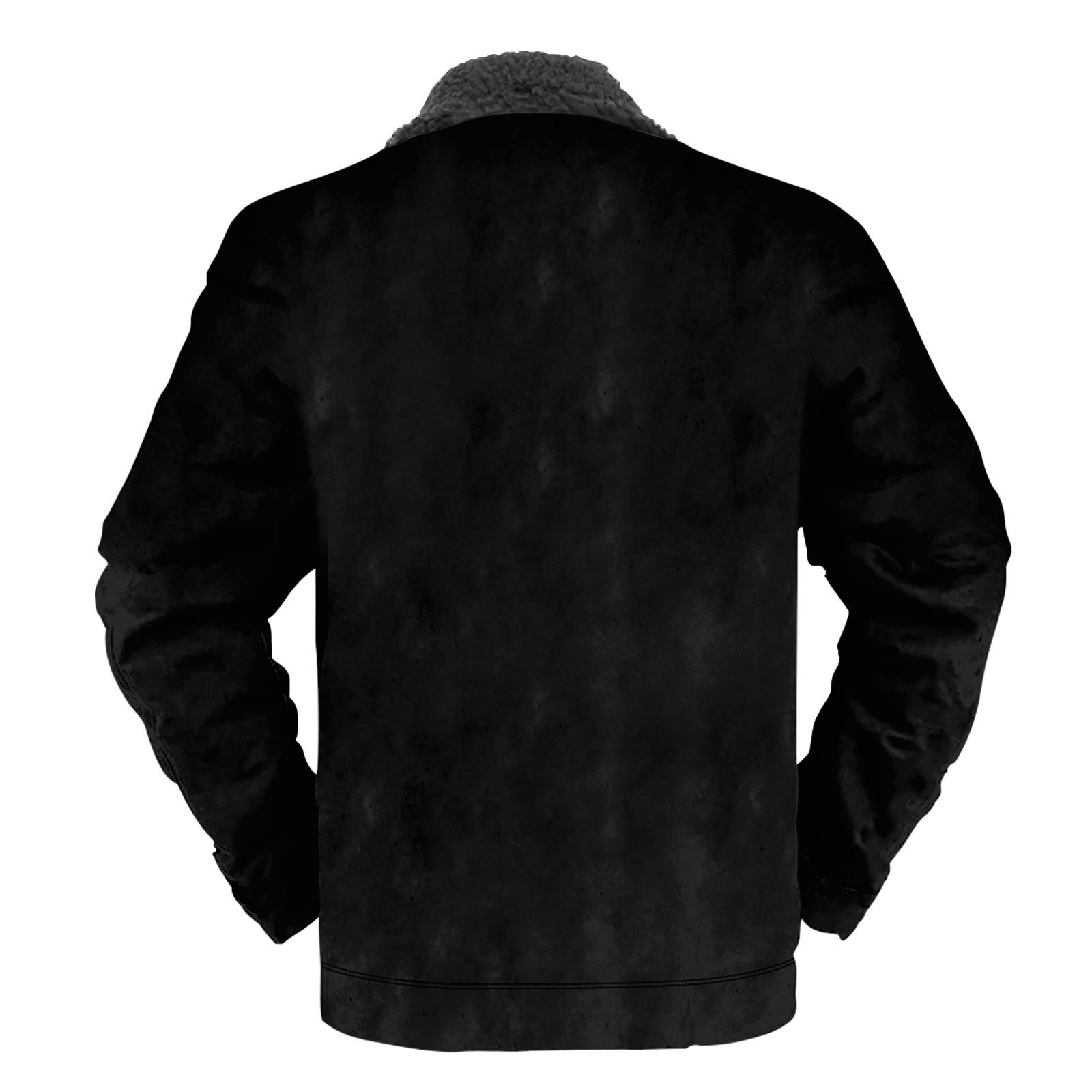 Мужская зимняя Повседневная куртка на пуговицах с длинным рукавом и принтом на Хэллоуин — фото 4