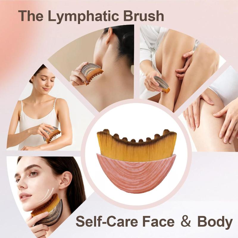 Portable Lymphatic Contour Face Brush Contoured Lymphatic Massage Tool Fits Skin Contours Detox Relaxation Face Sculpting Device