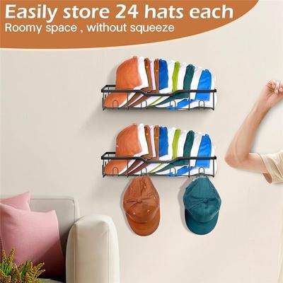 M-Modern-Hat Racks For Baseball Caps Wall Hat Organizer Fit 20 Caps Holder,2Packs Sturdy Wall Mounted Hat Storage Organizer