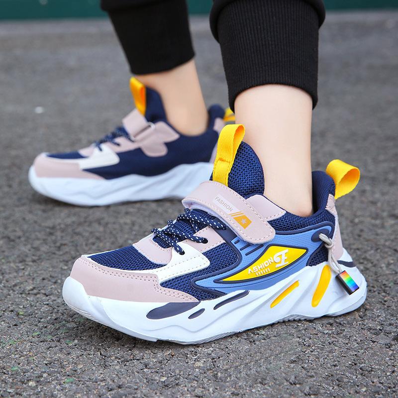 Cross-border hot selling children's shoes boys' spring and autumn mesh breathable non-slip thick-soled student casual running children's sneakers
