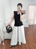 ED26 Sleeveless Black Top & White Skirt Set for Women - Summer Casual Style