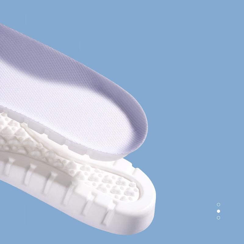Full Length Inner Heightening Shoe Insoles Elastic Breathable Shock Absorbing Inserts for Sports White 39 40