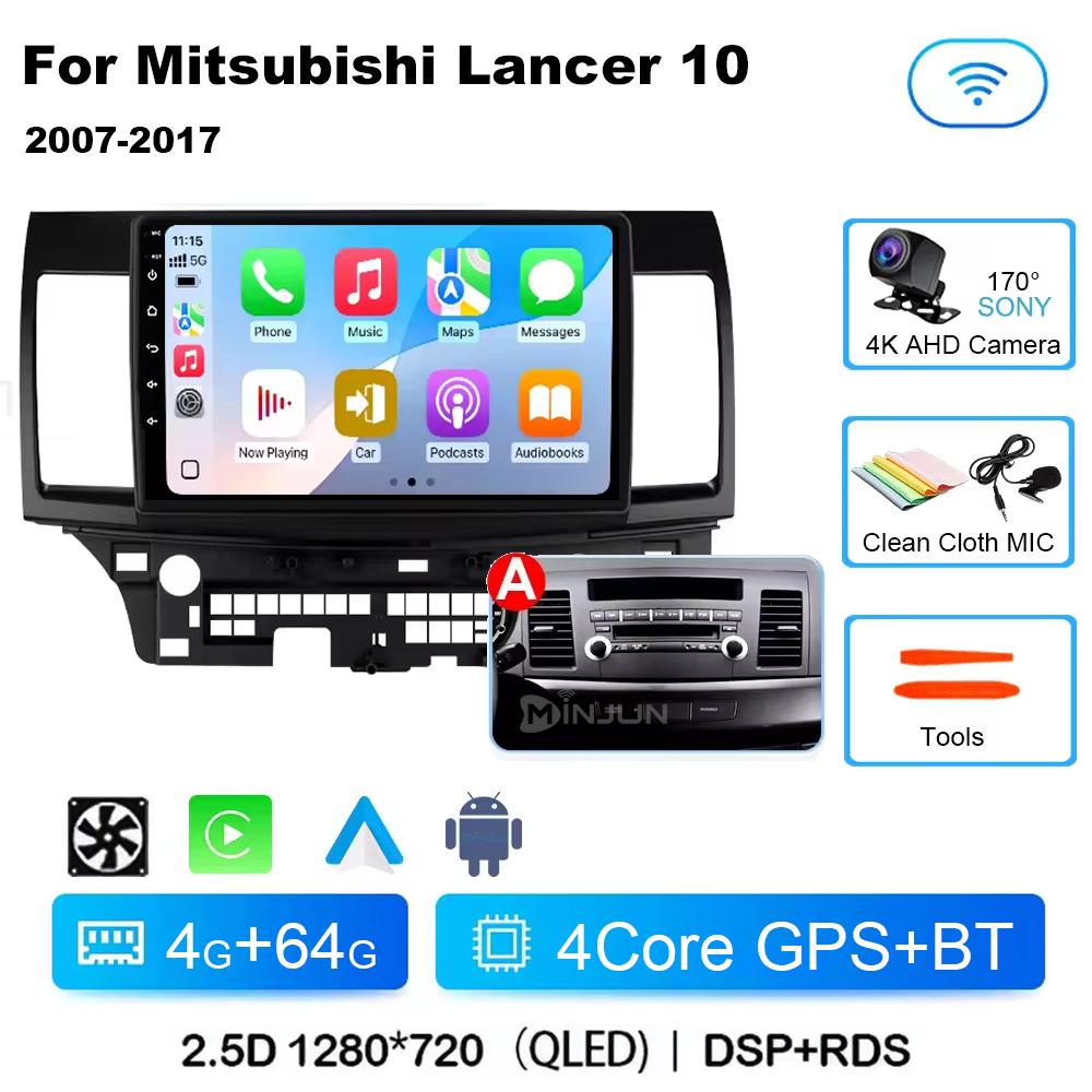 Android 14 Carplay Auto Car Radio Multimedia Player For Mitsubishi Lancer 2007-2013 Qualcomm Screen Autoradio Stereo Head Unit