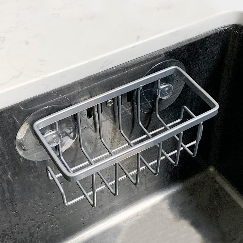 Suction Cup Sponge Holder Wall Mount Kitchen Sink Stainless Steel Drain Rack Storage Basket Organizer Water Drying Dish Rack