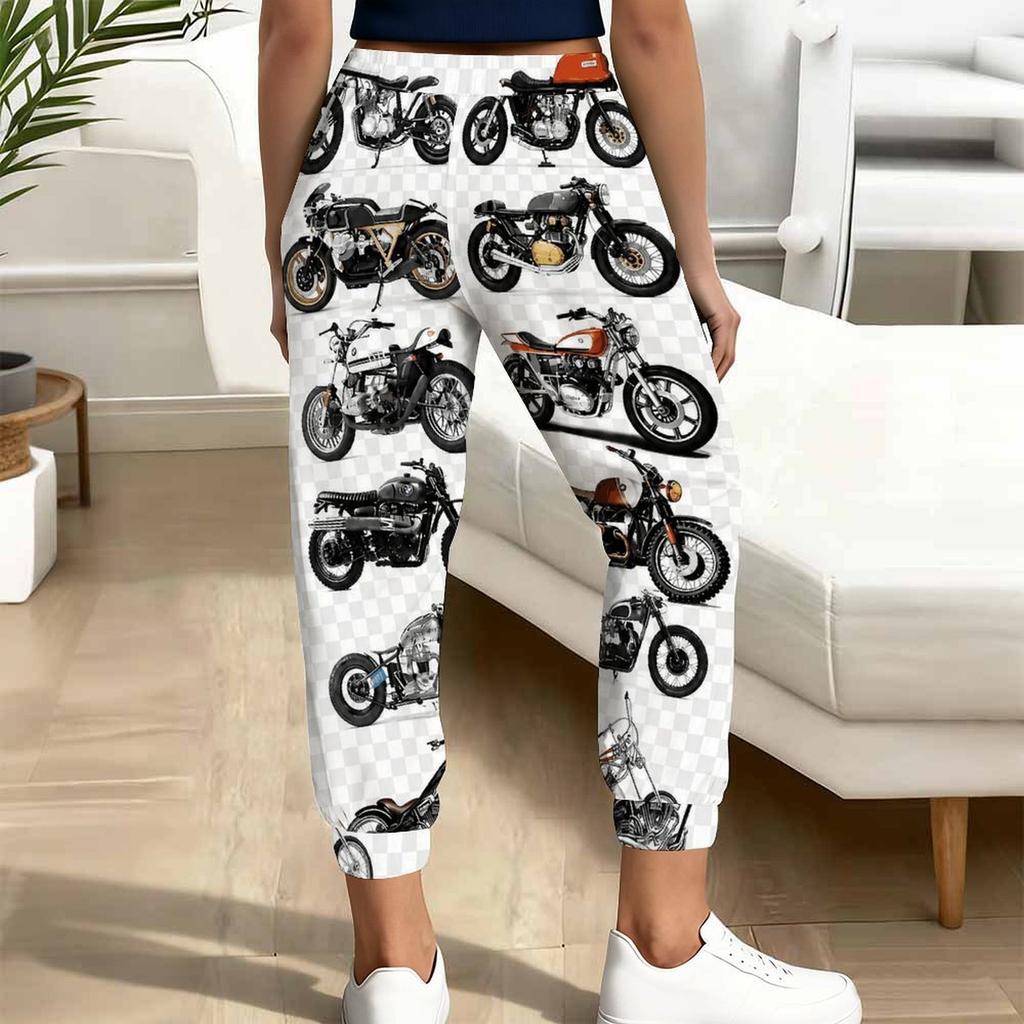 Women Plus Size Printed Jogger Pants Dark Navy Gold Pattern Drawstring Waist Side Pockets Cuffed Ankle