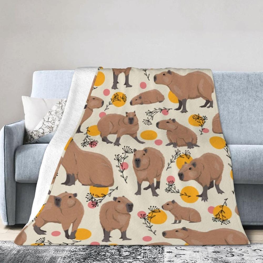 Capybaras Blanket Capybara Gift Party Decorations Plush Blanket for Bedroom Couch Sofa Kids Adults All Seasons