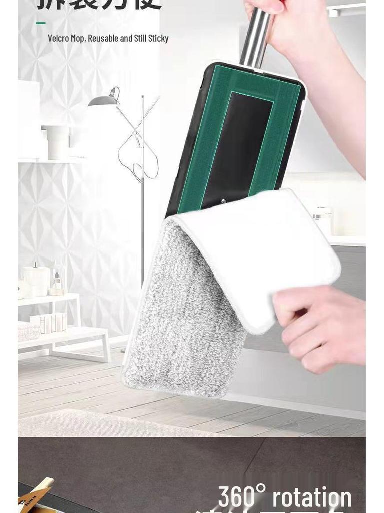 Home Mop Set: One-Step Clean, No-Hand Wash, Thickened Pad, Dual Wet/Dry Use, Includes Bucket for Easy, Lazy Floor Mopping.