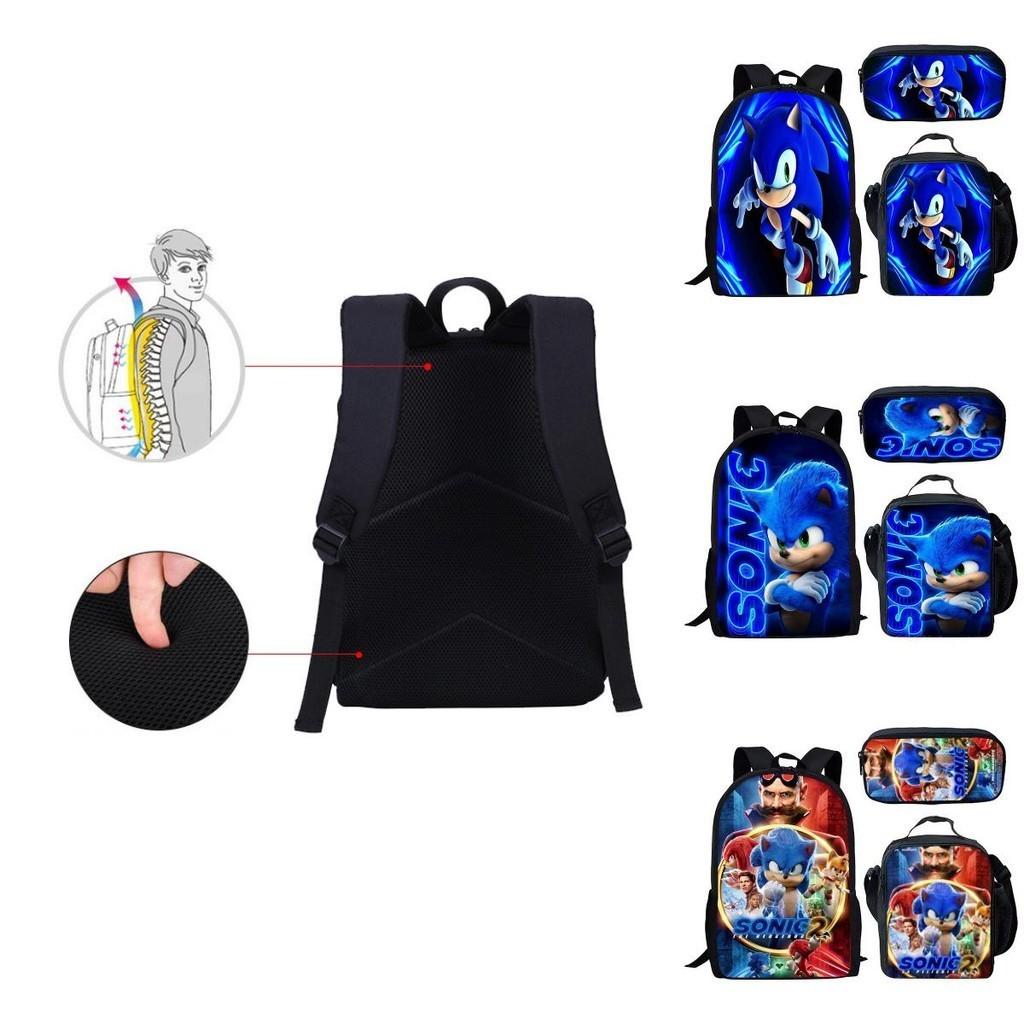 Sonic Anime Schoolbag Set With Cartoon Prints Water Proof Breathable For Kids
