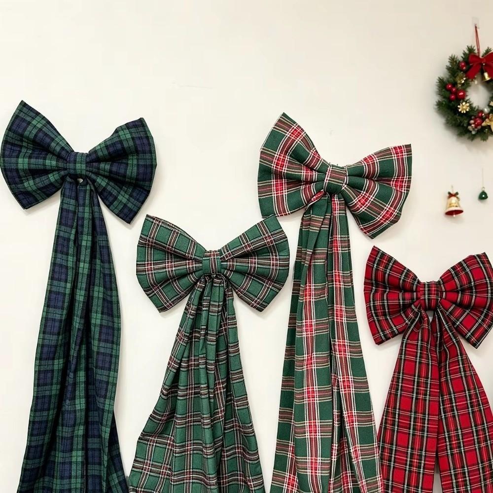 Plaid Large Christmas Bowknot 40x160cm Elegant Christmas Decorative Bow Creative Reusable Giant Ribbon Bowknot