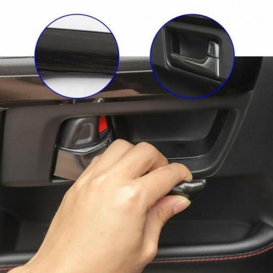 Car Inner Door Handle Cover Trim For Toyota 4Runner 17-23 Accessories Black Wood