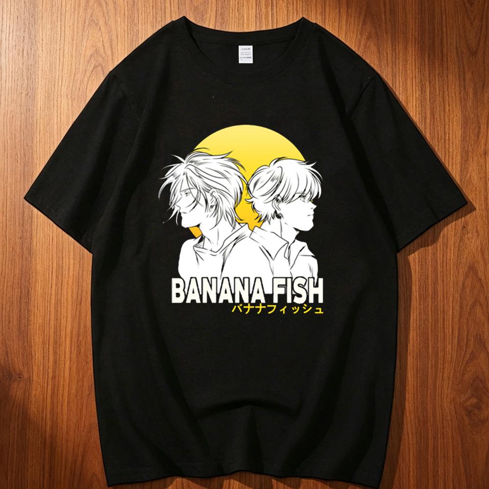 Banana Fish Cotton Tshirt Unisex Korean Clothes Colorful Graphic Trendy Gothic Tshirt Hip Hop Aesthetic Pop Culture Grunge Pastel